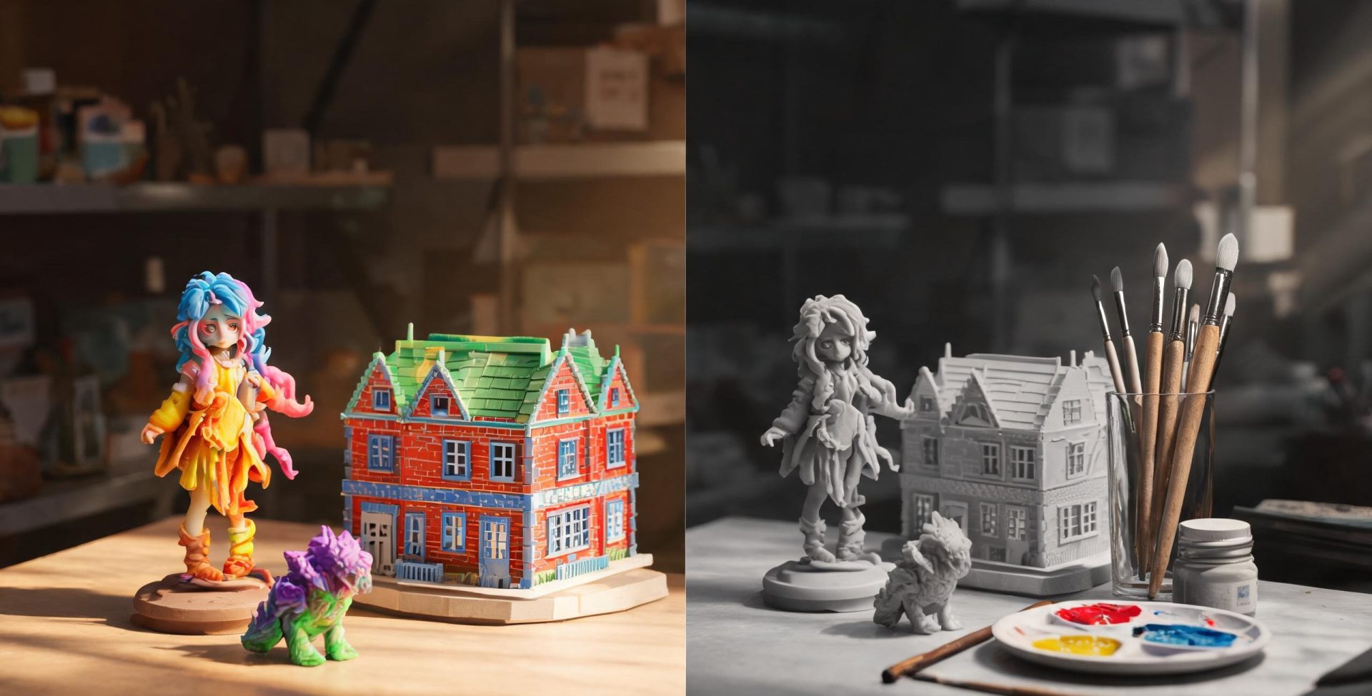 全彩3D打印对比单色打印+手工上色：模型制作效率、成本与效果全分析